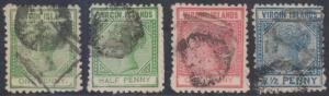 BC VIRGIN ISLANDS 1880-84 QV Sc 10 & 13-15 TOP VALUES FORGERIES USED (CV$165) 