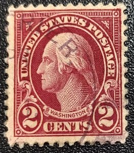 Scott Stamp# 634b - Used Scarce 1926 2¢ Washington Carmine-Lake.  SCV $500.00