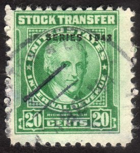 1943, US 20c, Stock Transfer, Used, Sc RD145