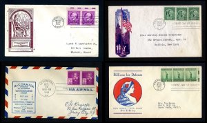 4 Different First Day Covers with cachets dated 1940 to 1943 - Lot # 1