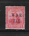 TRINIDAD & TOBAGO, MR5, USED,BRITANNIA OVPTD WAR TAX