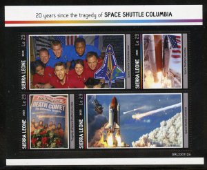 SIERRA LEONE 2023 20th ANNIVERSARY OF COLUMBIA SHUTTLE DISASTER SHEET MINT NH