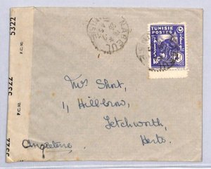 France Cols TUNISIA Cover Nabeul CENSOR GB Herts Letchworth WW2 1945 ZF20