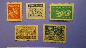 Korea 1949 Scott# 109-113 Complete Mint Hinged VF-XF set of 5