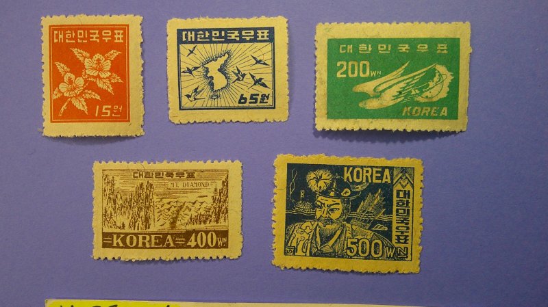 Korea 1949 Scott# 109-113 Complete Mint Hinged VF-XF set of 5