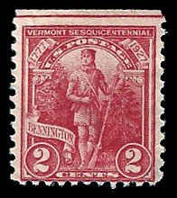 PCBstamps   US # 643 2c Vermont Sesquicentennial, MH, (3)