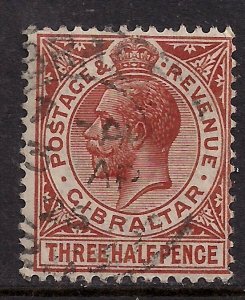 Gibraltar 1921 - 27 KGV 1 1/2d Brown  used SG91 (D70)