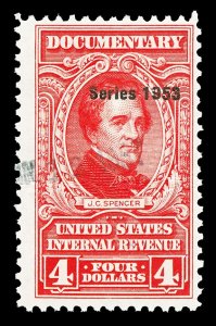 Scott R641 $4.00 1953 Dated Red Revenue Used F-VF Cat $15