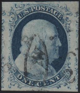 #9, 1c Blue, Ty. IV Used, GEM+ PSE Graded 98J Cert