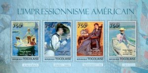 2013 TOGO  MNH. AMERICAN IMPRESSIONISM. Michel Code: 4703-4706