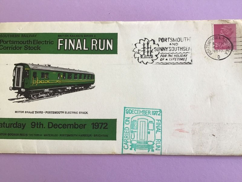 U.K. Portsmouth Electric Corridor Stock Final Run 1972 Stamp Cover R45870 