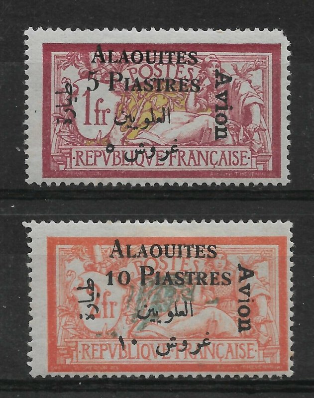 Alaouites 1925, French Mandate Air Mail, Scott # C3-C4,VF Mint Hinged*OG (SL-1)