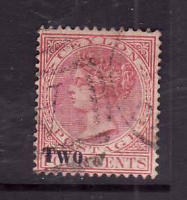 Ceylon-Sc#146- id7-used 2c on 4c rose QV-1888-90-
