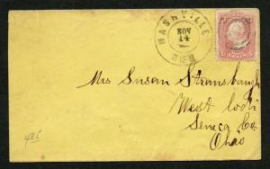 US Scott #64b Cover Nashville Tenn Occupied Nov 14 CDS 