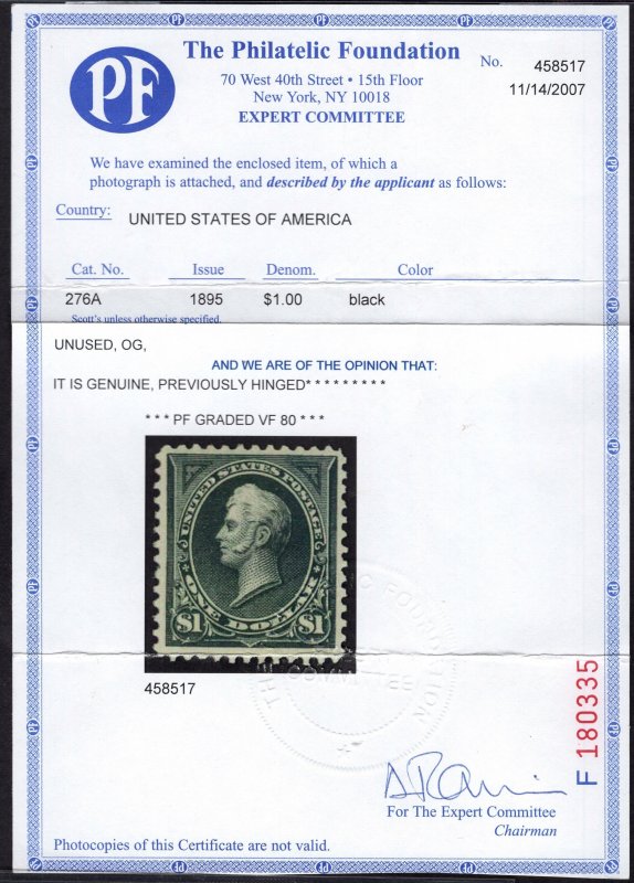 Scott #276A  VF  OG  HR. Damaged and repaired. Scarce type II stamp.