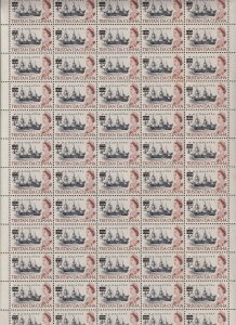 Tristan da Cunha 1967 QEII 4d on 4½d Ovpt. Complete MNH Sheet SG108