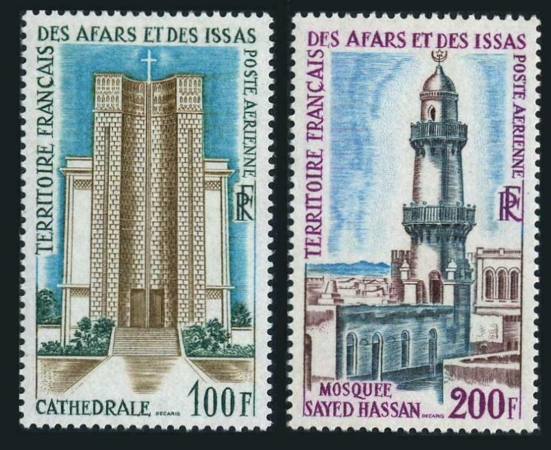 Afars & Issas C54-C55,MNH.Michel 25,27. Cathedral,Sayed Hassan Mosque,1969.