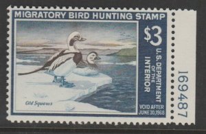 U.S. Scott Scott #RW34 Duck Stamp - Mint NH Plate Number Single