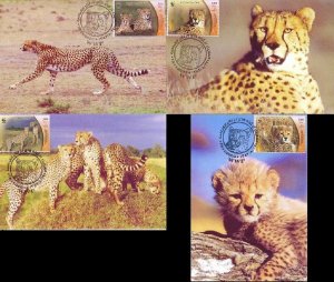 WWF Asiatic Cheetah Maxicards 2003 SC#2876 a-d SG#3136-3139 MI#2932-2935