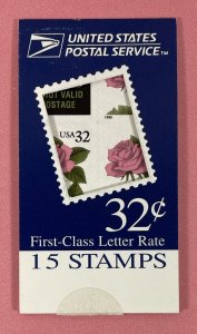 BK178A (2492a) Makeshift PINK ROSE Booklet of 15 32¢ Stamps MNH 1995 Variation