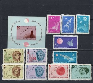 BULGARIA 1963-1964 SPACE SET OF 11 STAMPS & S/S MNH