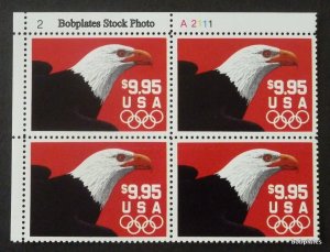 BOBPLATES #2541 Eagle Olympics  Plate Block F-VF MNH SCV=$80