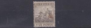 BARBADOS  1892    5D  GREY OLIVE        MH    LIGHT CREASE TONE SPOT