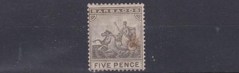 BARBADOS  1892    5D  GREY OLIVE        MH    LIGHT CREASE TONE SPOT