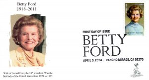 Betty Ford (2024) FDC w/ b&w pictorial cancellation