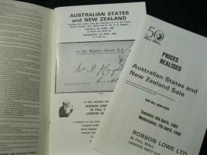 ROBSON LOWE AUCTION CATALOGUE 1982 AUSTRALIAN STATES AND NEW ZEALAND