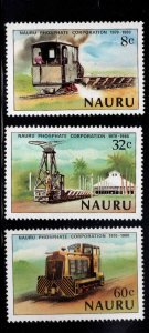 NAURU Scott 214-216  MNH** Phosphate Train stamp set 1980