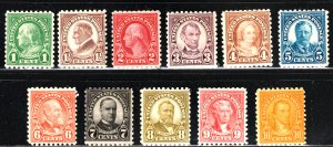 #581-591-US MINT SET OF 11 ISSUES OF 1923-1926-FINE-VF