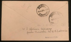 1937 Uplands Kenya First Flight Cover FFC To Nkana Northern Rhodesia