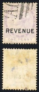 Dominica SGR1 1d lilac opt REVENUE Wmk Crown CC used Cat 8 pounds