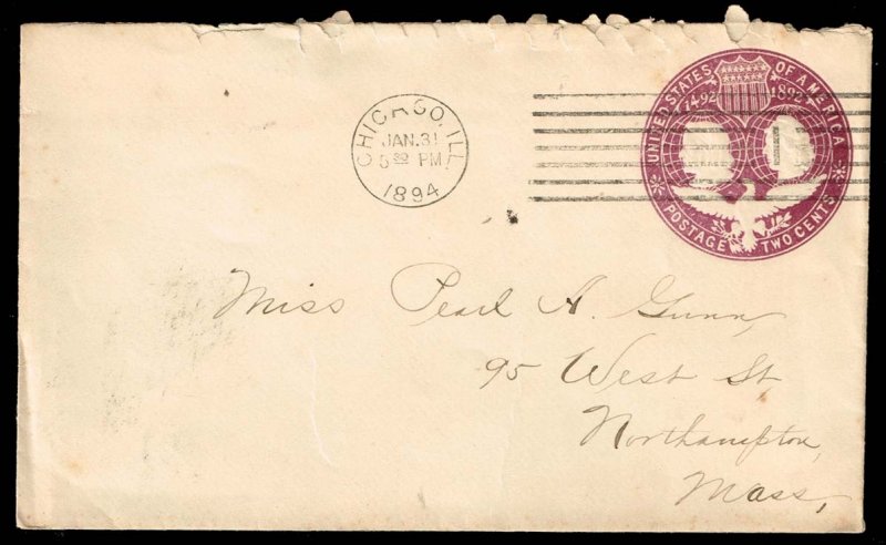 US #U349 Columbian Exposition; Used Entire