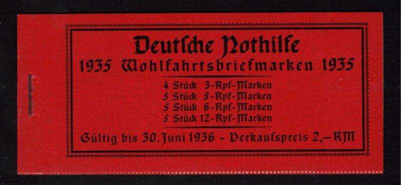 GERMANY 1935 Welfare Complete Booklet; Michel MH41; MNH