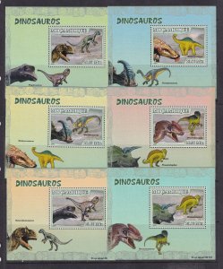 Mozambique 2007 Dinosaurs 6 S/Sheets Deluxe Edition MNH