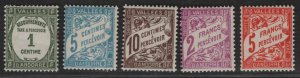 French Andorra Sc#J16-J20 M/H/F-VF complete set, J16 has foxing