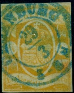 GERMANY - OLDENBURG #9 1/4g orange, used, signed 3x, rare stamp, Scott $4,000