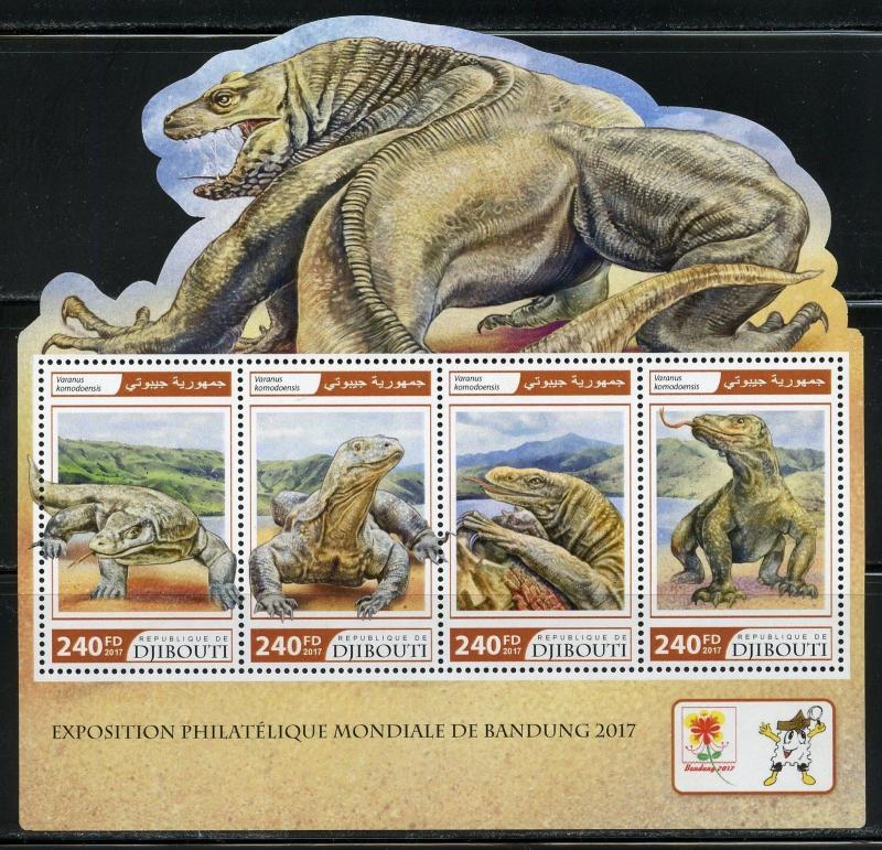 DJIBOUTI  2017  KOMODO  DRAGON   SHEET MINT NH