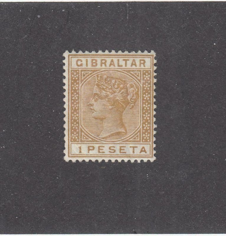 GIBRALTAR # 36 VF-MLH Q/VICTORIA 1 PESETA CAT VALUE $92.50