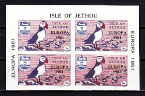 Jethou, British Local. Cat. J8. Puffin, IMPERF as a s/sheet.  Europa 1961 o/p. ^