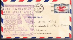 Seattle National Airmail Week Cover 1938