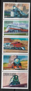 1999 USA 3333-7 All Aboard/Trains MNH block of 4