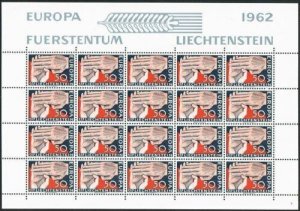 Liechtenstein 370 sheet,MNH.Michel 418 bogen. EUROPE CEPT-1962.Hands. 