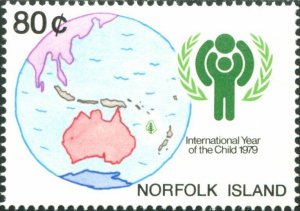 Norfolk Island 1979 SG229 80c IYC emblem and map MNH