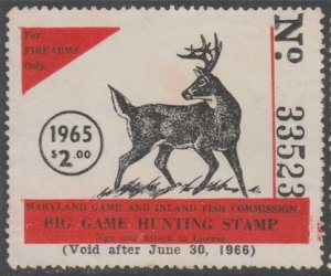 U.S. Scott Scott #MDBGF-6 Maryland Big Game Hunting Stamp - Unused Single