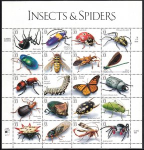 United States MNH Scott #3351 Pane of 20 different 33c Insects and Spiders