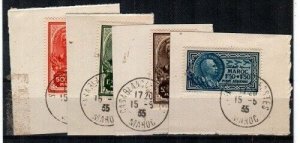 French Morocco Scott B10-12,CB21 Used on piece (Catalog Value $85.50)