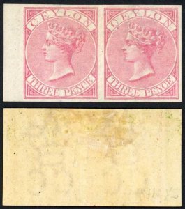 Ceylon SG60 3d Rose IMPERF from the Proof Sheet M/M Cat 300 pounds